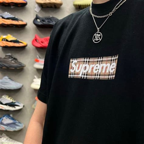 supreme burberry box logo stock x|supreme burberry tee logo.